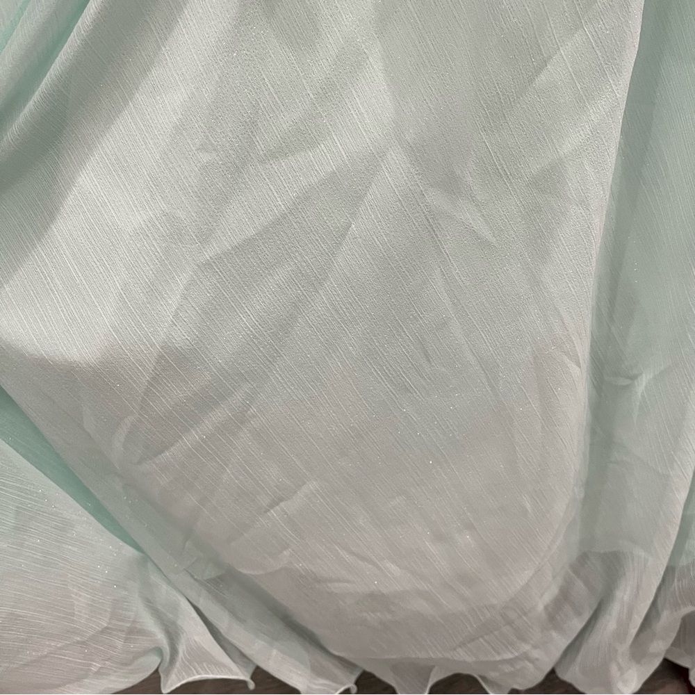 NWT Mac Duggal 49245 Mint Light Blue Chiffon Tiered Ball Maxi Gown 4 - Picture 6 of 12